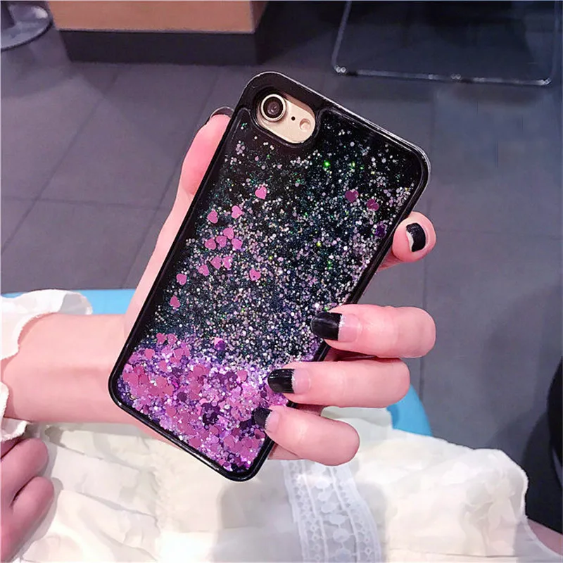Case For iPhone X XS Max XR 6 6S 7 8 Plus 11 Pro Love Heart Stars Glitter Dynamic Liquid Quicksand Phone Back Cover |