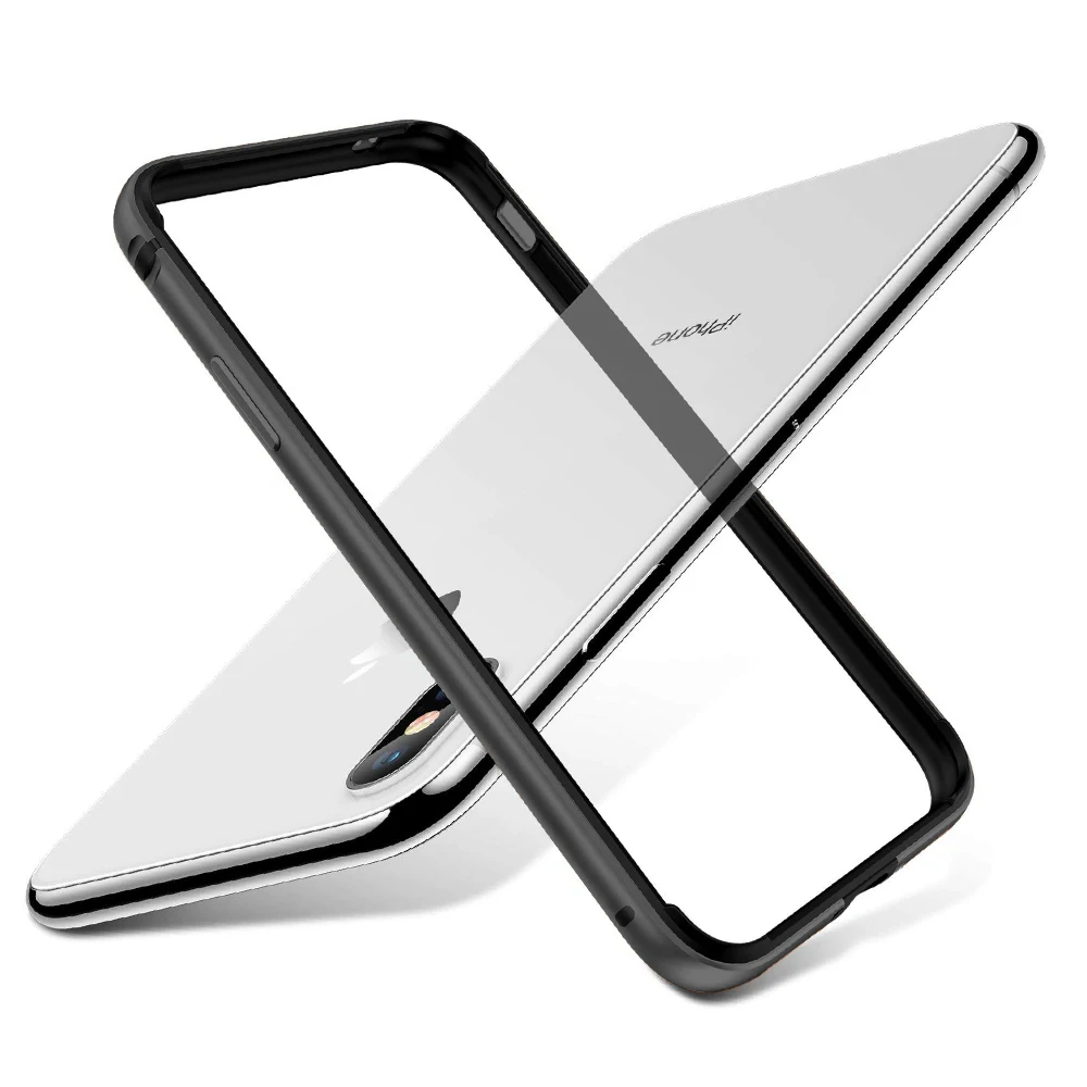 Силиконовый алюминиевый бампер чехол для IPhone 11 Pro Max XS Max XR X 7 8 Plus 7Plus чехол жесткий металлический каркас мягкий резиновый чехол Fundas - Цвет: Черный