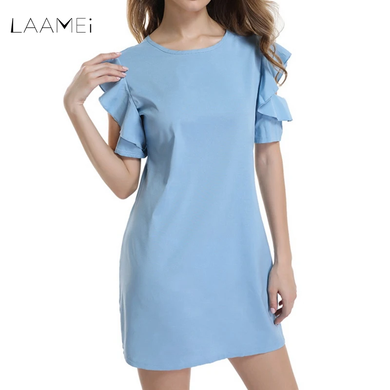 

LAAMEI 2018 Ruffles Dress Women Fashion Summer Sundresses Beach Casual Short Mini Party Dresses Femme Boho Pink Fashion Vestidos