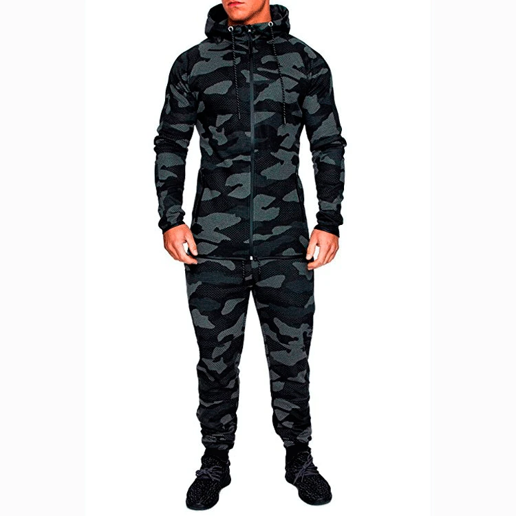 

Brand Camouflage Tracksuit Men Casual Hooded Sportswear 2PC Zipper Mens Set Jogging Sweatshirt+pant Track Suit Chandal Hombre