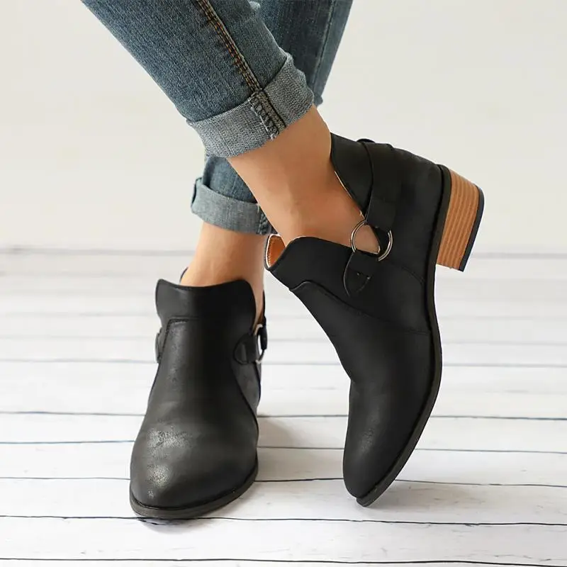 Botas Cut Boucle blanc Faible 30 Mode Talon Femmes Pour Bout Paire Mujer Classique 1 Noir Cheville Out Noir De Bottes V Chic Pointu wSTqAfOzn