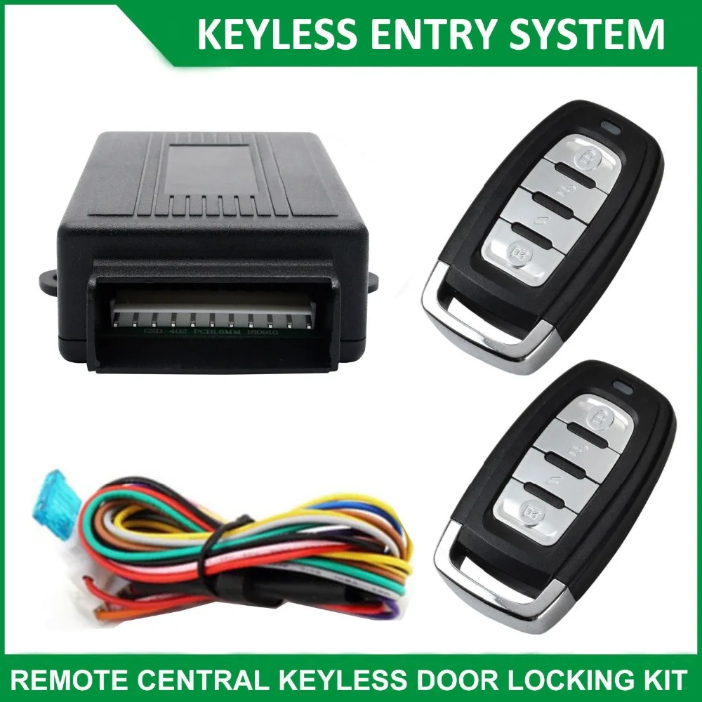 

Car Central Locking Vehicle Keyless Entry System Kit Universal 2 Remotes Fobs
