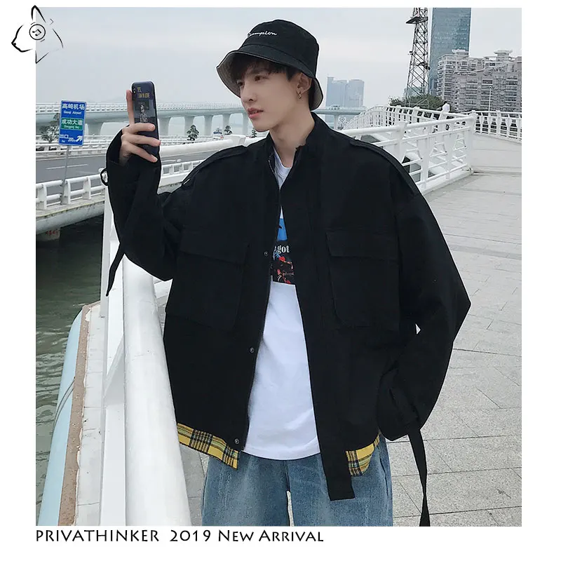 Privathinker Man Patchwork 2019 Casual Jackets Mens Safari Style Black Streetwear Jackets Male Autumn Hip Hop Jackets Plus Size Privathinker Man Patchwork 2019 Casual Jackets Mens Safari Style Black Streetwear Jackets Male Autumn Hip Hop Jackets Plus Size