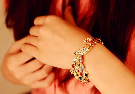 Новые ювелирные изделия из Южной Кореи Модный Красочный сверкающий феникс браслет «Павлин»