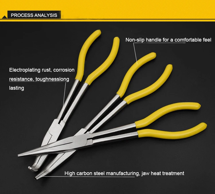 11-дюймовый мульти-Функция дальней досягаемости 45 градусов под углом 90 градусов плоскогубцы c изогнутым остриём, утиный нос шланг кольцо длинноносые плоскогубцы механика ручной инструмент