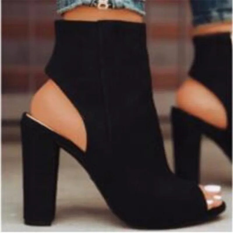 

Office lady women pumps PU nubuck leather high heels shoes size 35-39 work shoes shallow solid elegant boots