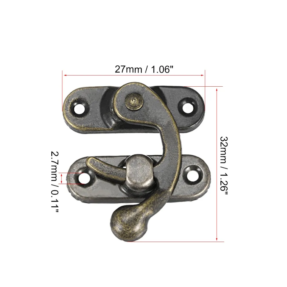 Uxcell Горячая 15 пара Античная бронза Swing Arm груди защелка крюк Засов 32x27x7 мм Аппаратные средства аксессуар для ювелирных изделий деревянный короб