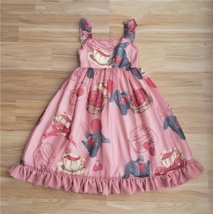 

2018 New Girls JSK Lolita Dress Cherry love rabbitr Cosplay Costumes High Quality Cute Dress