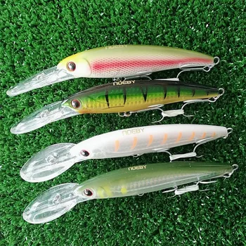

NOEBY 4pcs 12cm 30.3g Floating 0-5m Minnow Hard Bait Plastic Trolls Fishing Lure fishing Wobblers Tackle