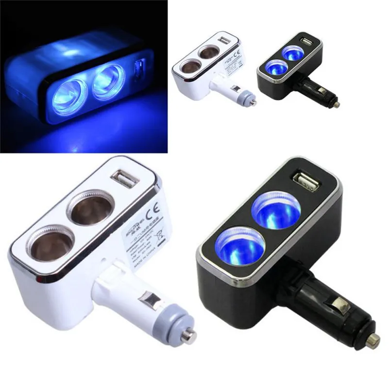 

2017 New arrival 2 Way Car Cigarette Lighter Dual Splitter Socket DC 12V Power Charger Adapter car-styling drop shipping