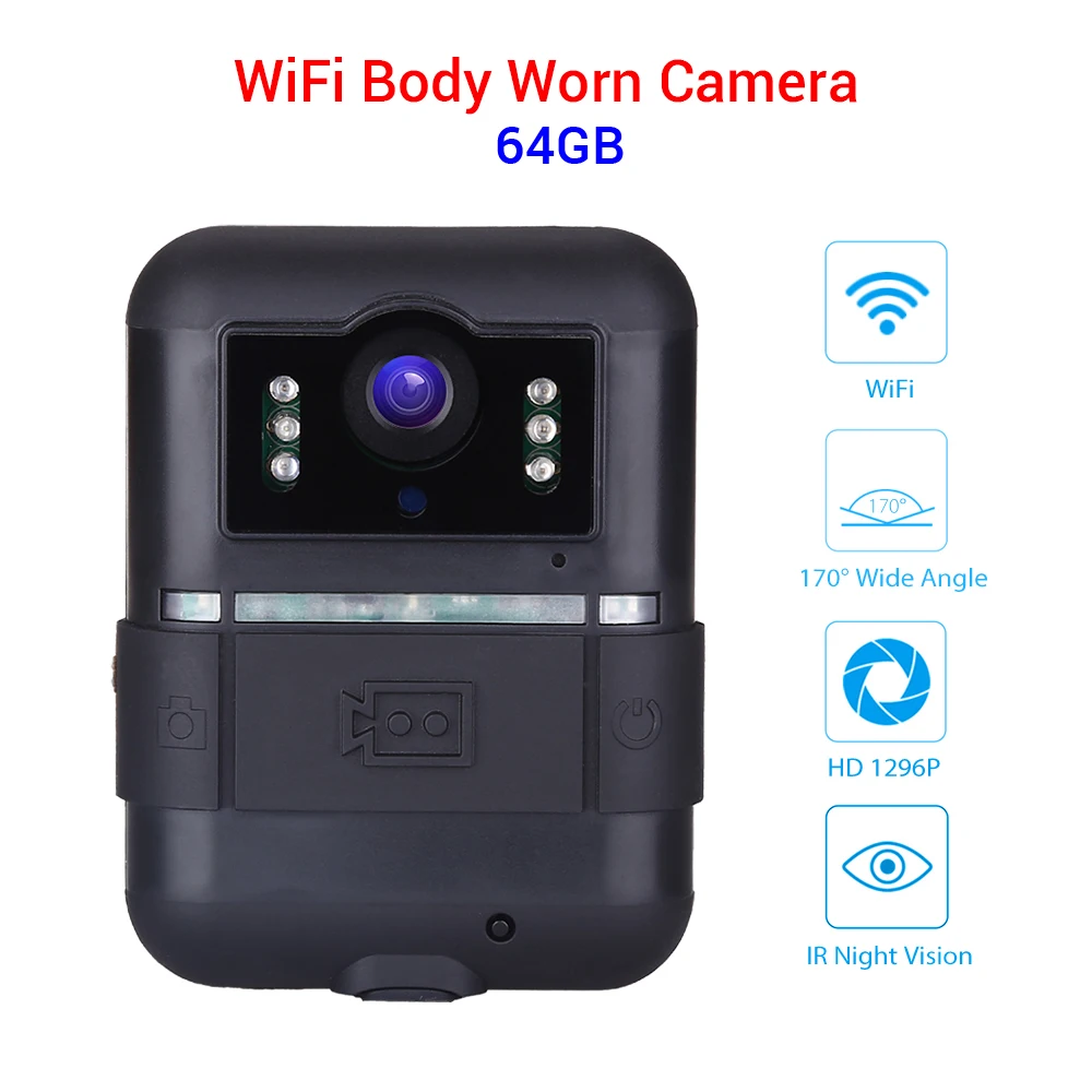 Boblov Wi-Fi камера для силового обеспечения 32 Гб WN11 Ultra HD 1296P Камара Policia 360 вращающийся зажим ночного видения dvr видеорегистратор