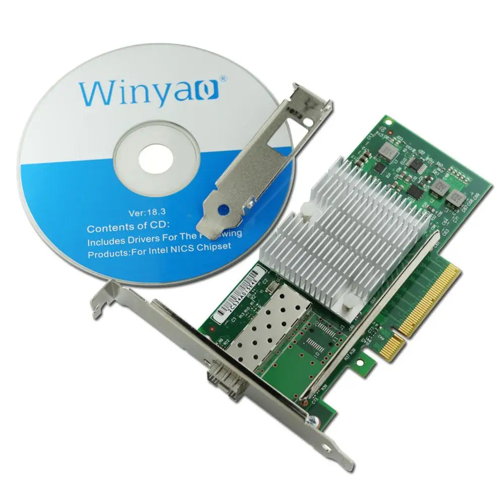 Winyao WY599F1 10 Гбит/с SFP+ LC Fibre PCIe 8x Ethernet серверный адаптер с SFP+ E10G41BTDA X520-DA1 82599 10000M Nic