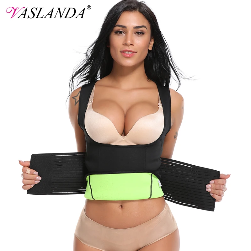 

VASLANDA Neoprene Body Shaper Sauna Sweat Vest Slimming Underwear Push Up Tops Workout Shapewear Waist Corset Modeling Strap