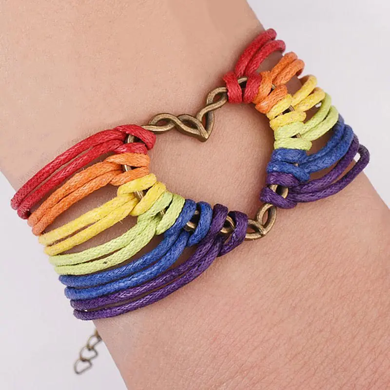 

Handmade Thread Bracelet Gay Pride Leather Bracelets Love Jewelry Rainbow Friendship Equal Lesbian LGBT Wristband for Men Women