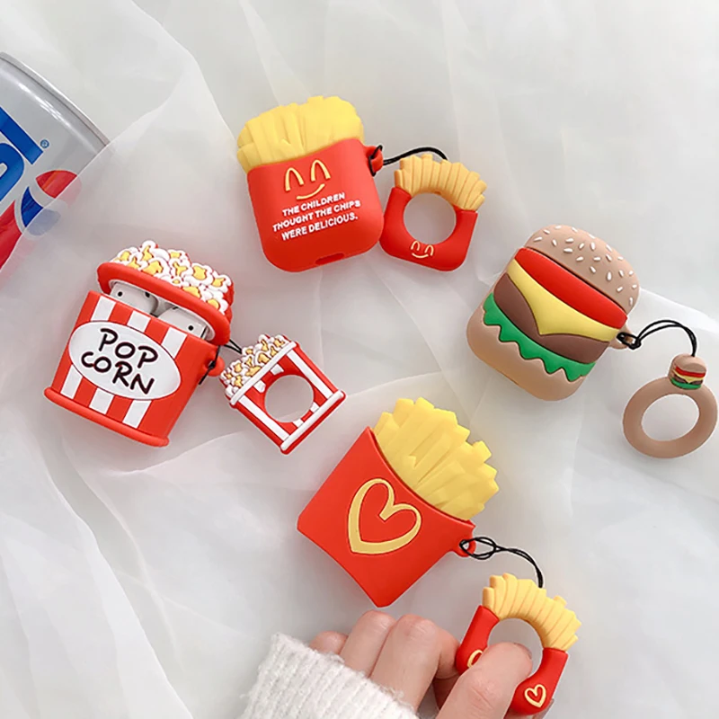 

For Apple Airpods Case Soft Airpods Silicone Cover Cartoon Bluetooth Earphone Protective Case Bag for Air pods 2 Key Ring Strap
