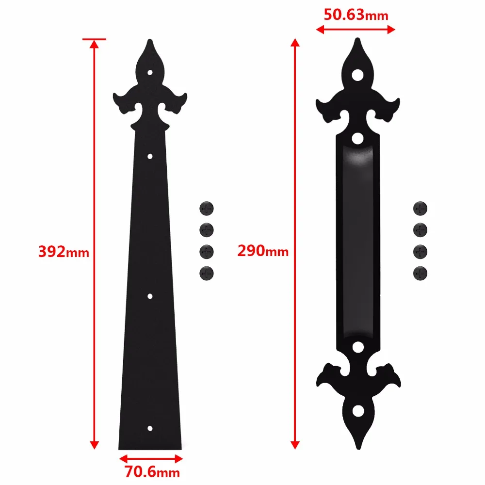 LWZH декоративная карета дом гаража Ручка Петля акцент Набор Оборудование для раздвижной двери сарая комплект стрела Стиль 2 ручки 4 петли