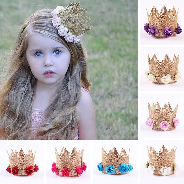 Girls Cute Gold Crown Headband