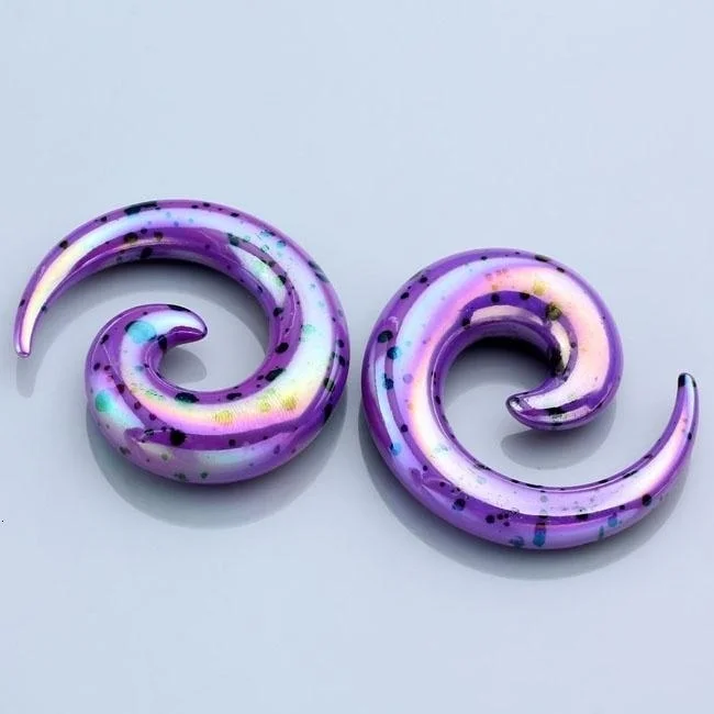 2 шт., новинка, акриловые спиральные конусы, тоннель, растягиватель для ушей, растягивающийся штекер, пирсинг улитки, 2 мм-12 мм - Окраска металла: Purple