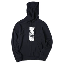 COOLMIND QI0226H nerd impressão mistura de algodão homens do velo hoodies com chapéu ocasional outono solta preto fresco com capuz camisolas dos homens