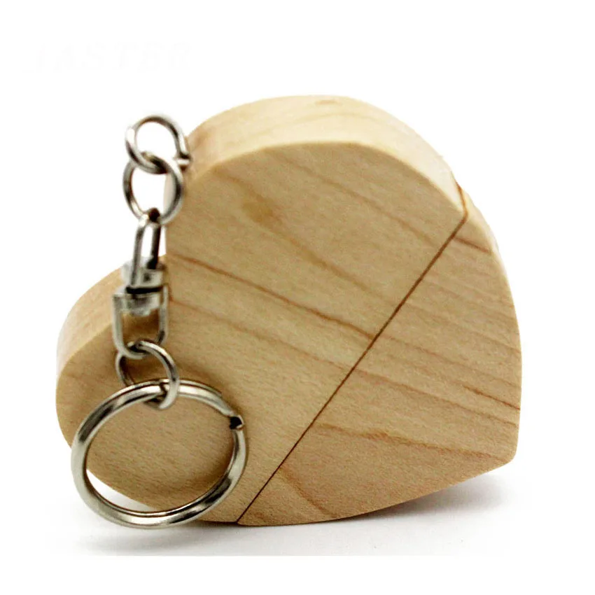 JASTER(10 шт бесплатный логотип) деревянная любовь сердце usb флэш-накопитель сердца с брелком Флешка 4 ГБ 8 ГБ 16 ГБ 32 ГБ 64 ГБ логотип клиента - Цвет: Maple