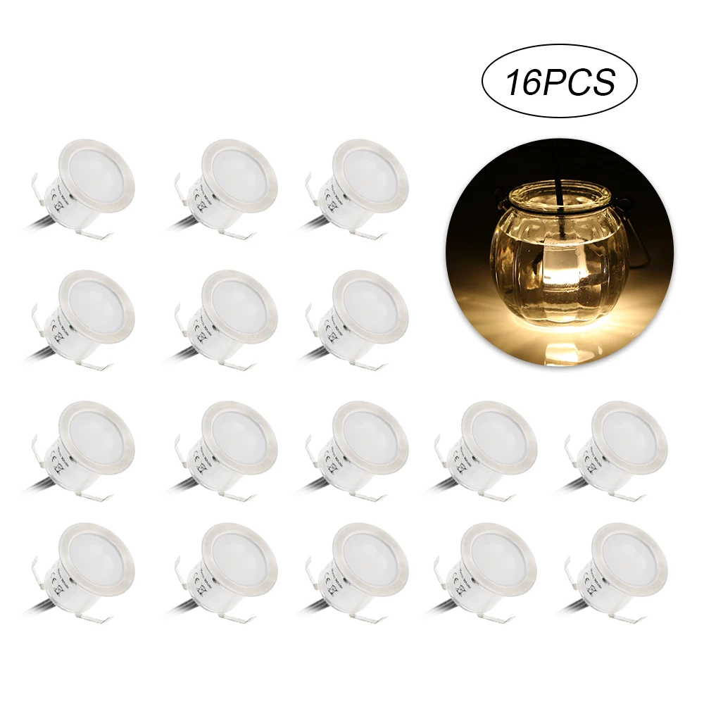 Lámpara LED de cubierta para exteriores, foco de pared de 12v IP67, impermeable, enterrada, Luz de suelo, escalera subterránea, 16 Uds.
