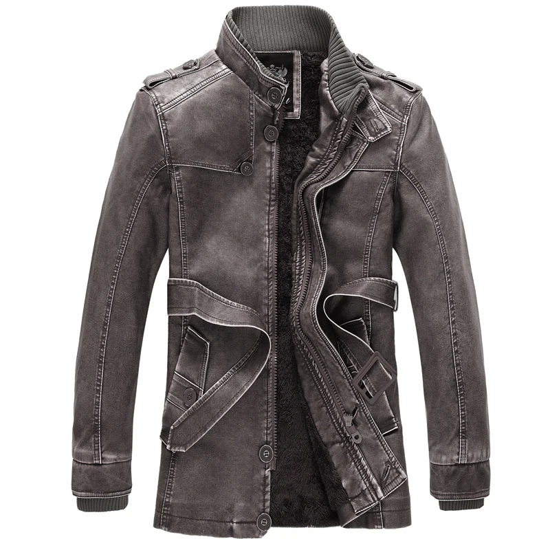 2018 осень зима Chaqueta Длинная кожаная куртка новинка модные мужские плащи из мытой
