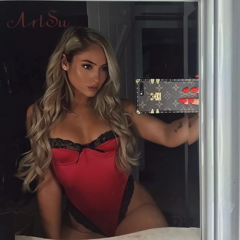 Женское атласное боди ArtSu Кружевное с открытой спиной и получашечкой новинка
