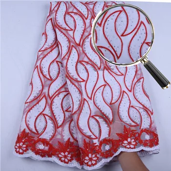 

High Quality African Lace Fabrics 2019 French Net Lace Fabric Embroidered Tulle Mesh Lace For Wedding Party Dress A1565