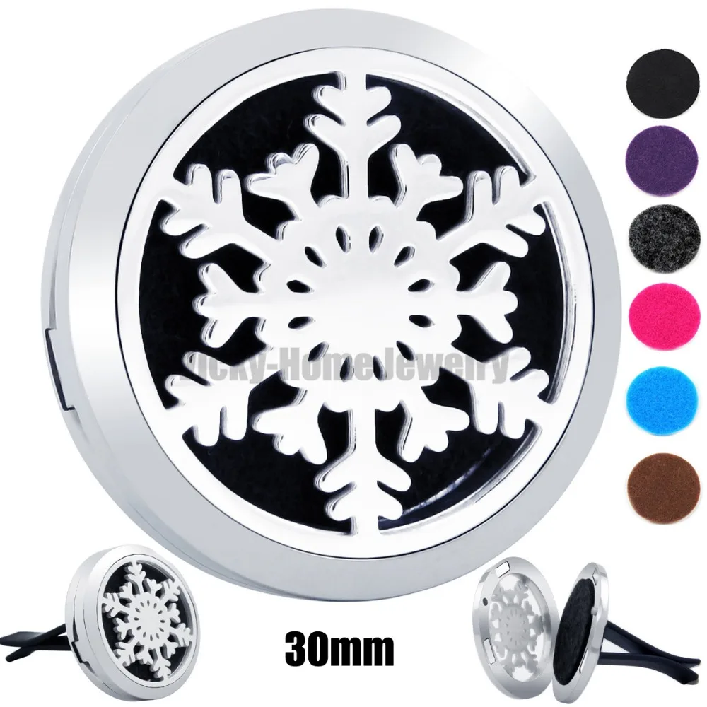 Snow 30mm 316L Stainless Steel Essential Oil Car Locket Aroma Car Aromatherapy Locket drop