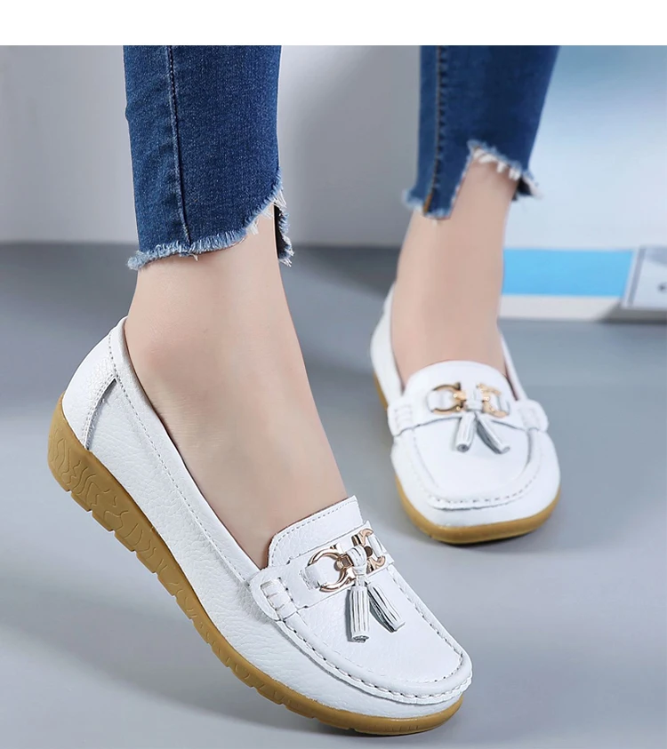 Women's Chic Leather Cow Flat Loafers-Style