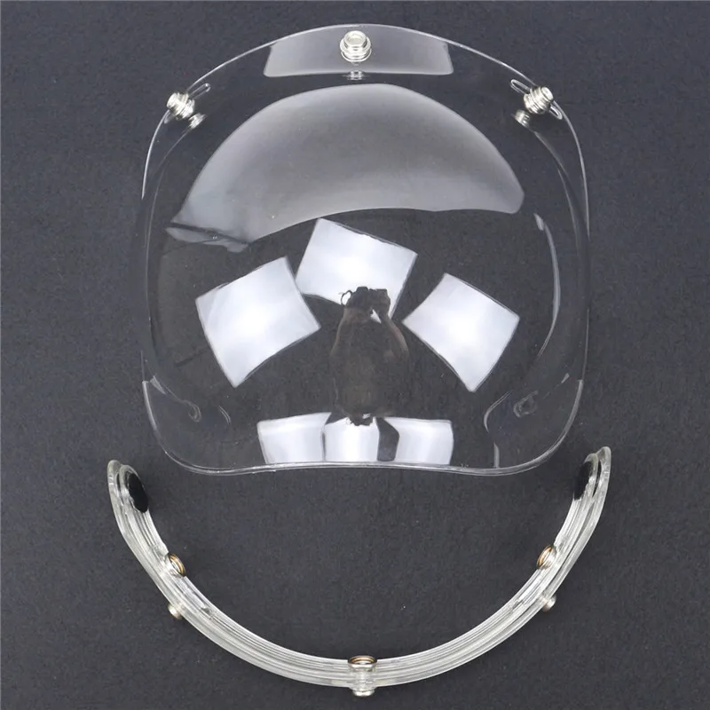 New viseira bolha Flip up 3 snap Bubble Shield Visor 3/4 Open Face