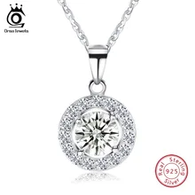 ORSA JEWELS 925 пробы Серебряное ожерелье для женщин большой круглый 12 мм кулон с роскошным AAA цирконием Серебро 925 ювелирное изделие подарок OSN43