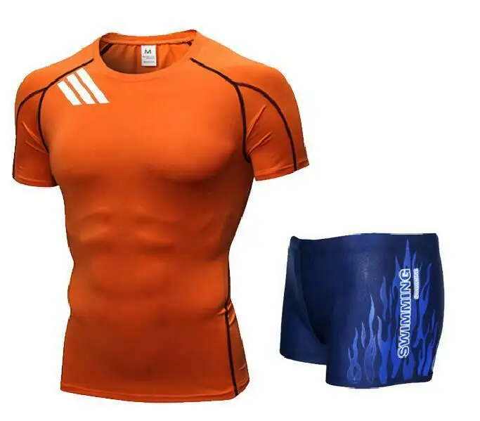 

Men Swim Top T Shirt Trunks Boxers Shorts Swimwear Short Pants SwimSuit Swimming Wear Short Sleeves for Beach Spa Pool ds34