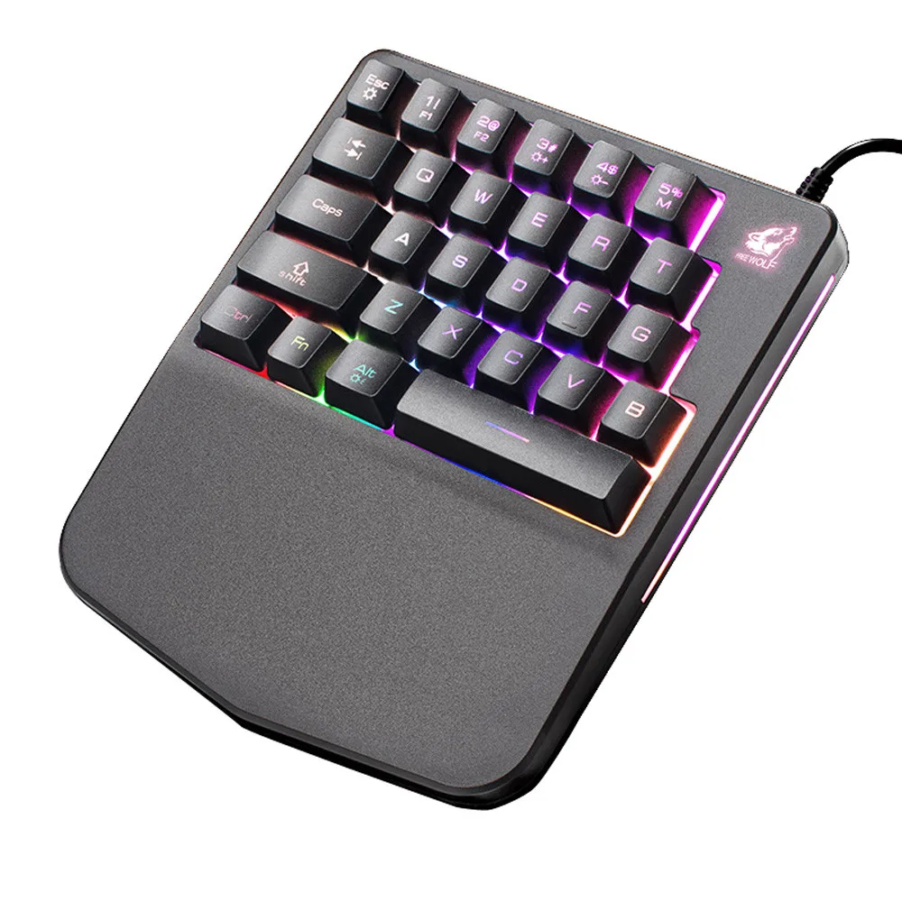 

K11 Single Hand Mechanical Keyboard Computer PC PUBG Gaming Keypad 28 keys Wired USB 9 LED Backlit Model for Tablet Laptop
