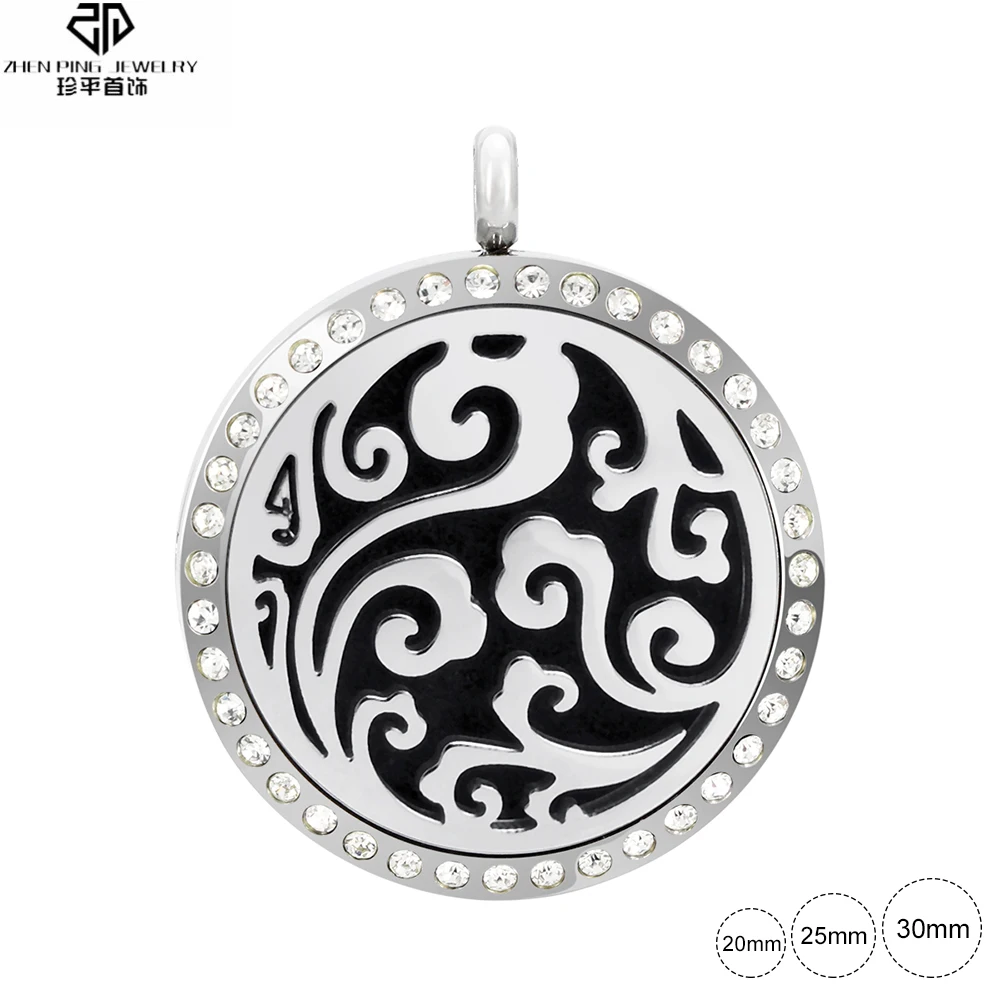 

Cloud Perfume Diffuser Pendant Round Stainless Steel Essential Oil Diffuser Aromatherapy Locket Necklace Men Women