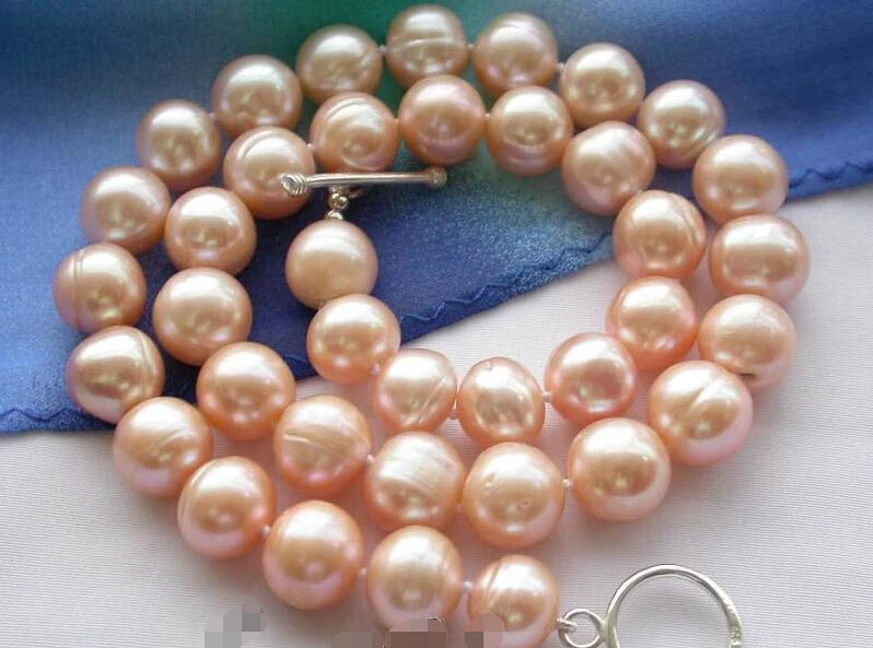 

Free shipping >>>>>>z3107 17inch 12mm pink round freshwater pearl necklace