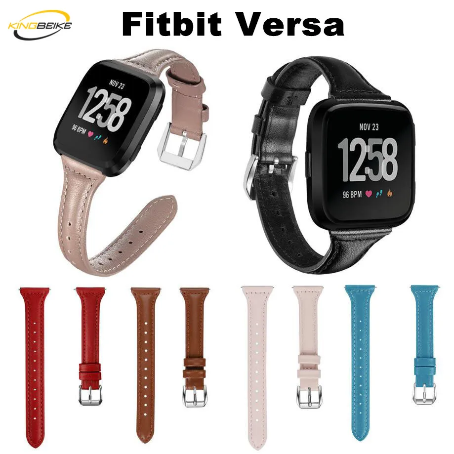 

KINGBEIKE 6 Colors Genuine Leather WatchBands For Fitbit Versa Head Layer Cowhide Smart Watch Strap Fitbit Replace Accessories