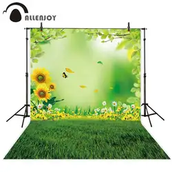 Allenjoy фотографии фон Весна подсолнечника зеленые луга лист детский фон для профессиональной студийной фотосъемки в фотобудка для