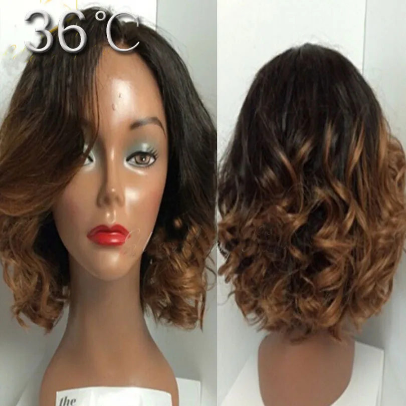 

Lace Front full lace blond ombre human hair bob wigs short ombre two tone wig glueless ombre #1b 27 blond human hair with bangs