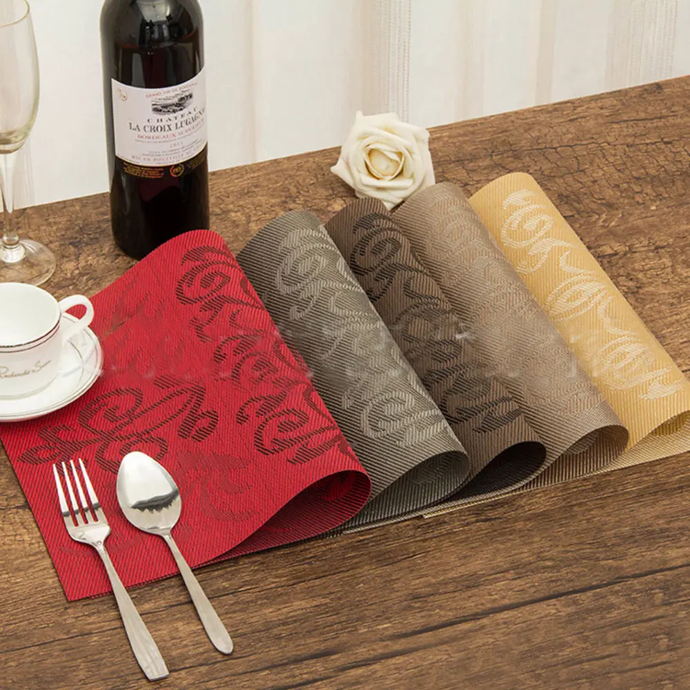 

6PCS Western Creative Mats Insulation Bowl Table Printing Placemats Dining Room Pad Sales
