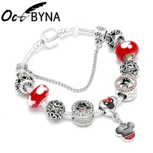 Bracelet Minnie Mouse And Get Free Shipping On Aliexpress Octbyna Silver Plate Mickey Minnie Bracelets For Women