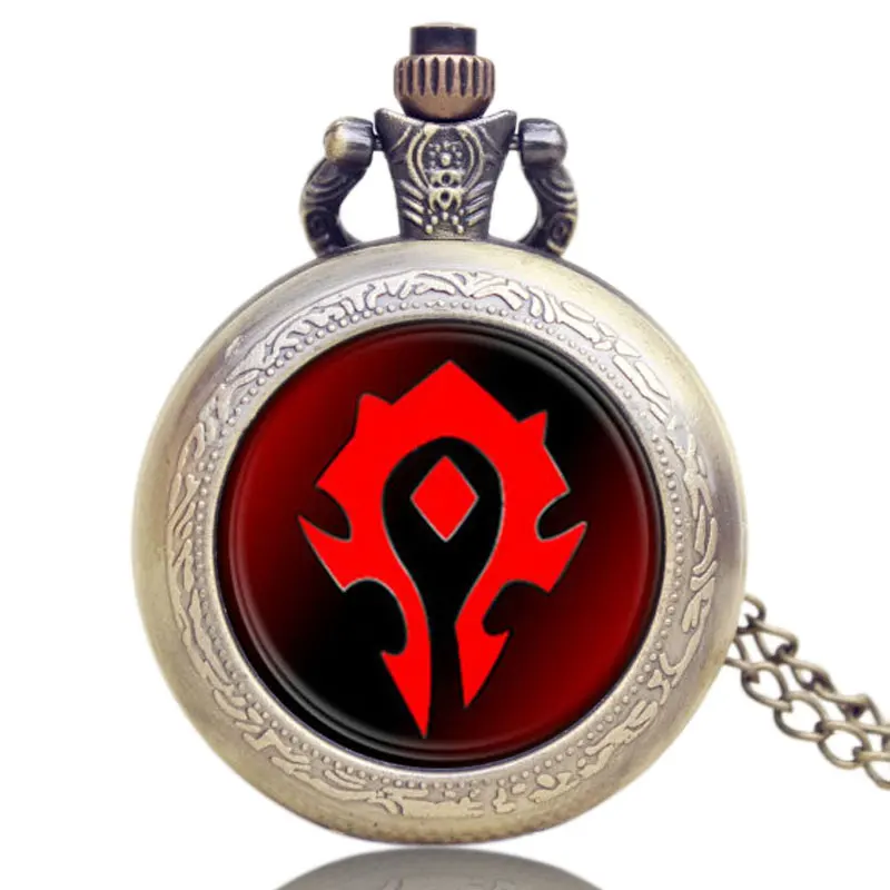 

New Arrival How Game WoW World of Warcraft Tribal Emblem Design Pocket Watch For Men Women Vintage Bronze Watches Best Gift