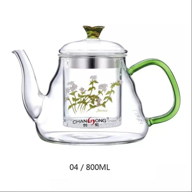 Специальный термостойкий стеклянный чайник для заваривания чая, специальная плита, стеклянный чайник, паровой чайник, заварочный чайник, чайная посуда - Цвет: 04style   800ML