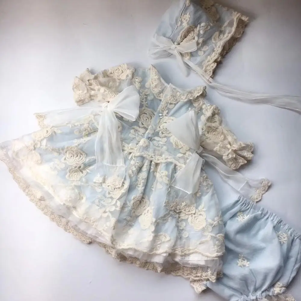 

vintage design lace sweet toddler infant girls clothes set princess party dress set