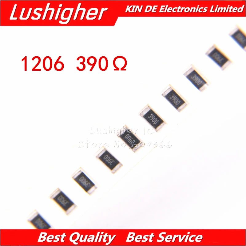 100 шт. 1206 SMD резистор 1% 390 Ом 391 390R 390ohm | Электронные компоненты и принадлежности