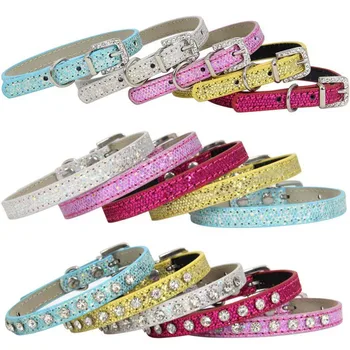 

Pet Neck Ornament Glitter Fabric Claw Diamond Collar With Leash Ring For Puppies Cats, Adjustable Pin Buckle