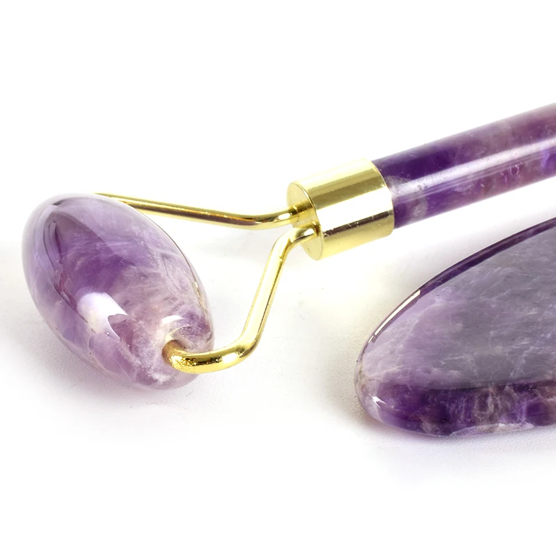 Natural Amethyst Jade Roller Cellulite Massage Slimming Face Massager Lifting Facial Roller Stone Wrinkle Removal Beauty Device