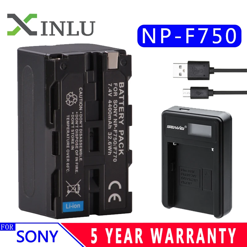 Аккумулятор NP F770 np f750 NPF770 750 аккумулятор с ЖК дисплеем и USB зарядным устройством 4400