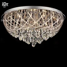 Modern round crystal ceiling lights high quality living room bedroom hall lighting LED lamp warm 100