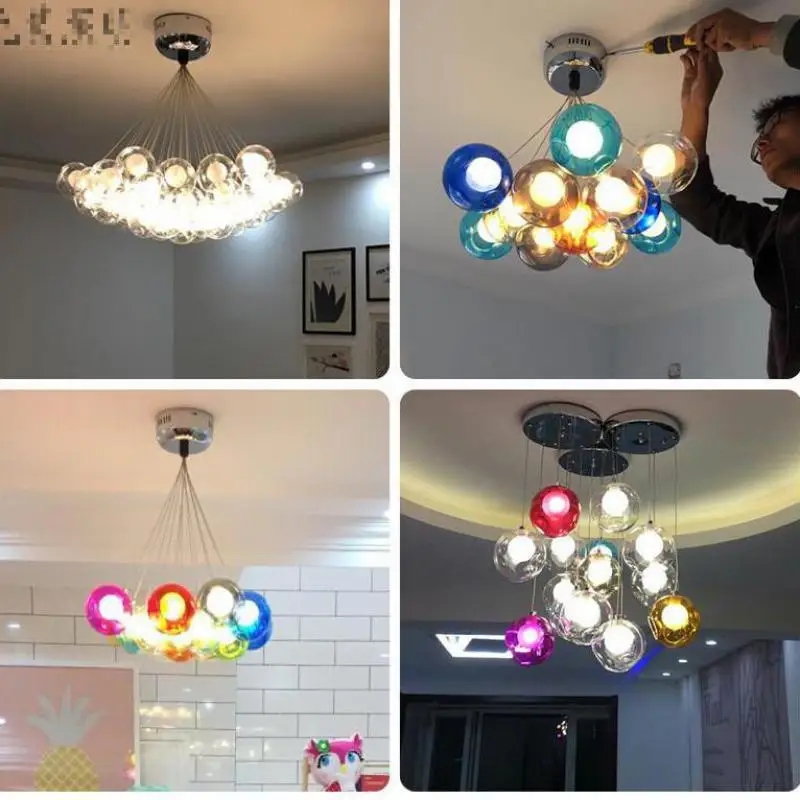 Постмодерн красочные стеклянные лампы Подвесная лампа G4 LED DIY подвесная